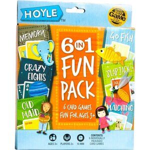 Hoyle 6 in 1 Fun Pack Kids Card Games Go Fish Old Maid Crazy 8s Slapjack